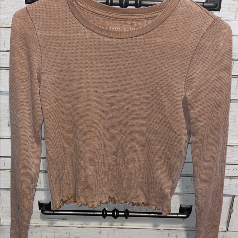 AEO waffle cropped tee